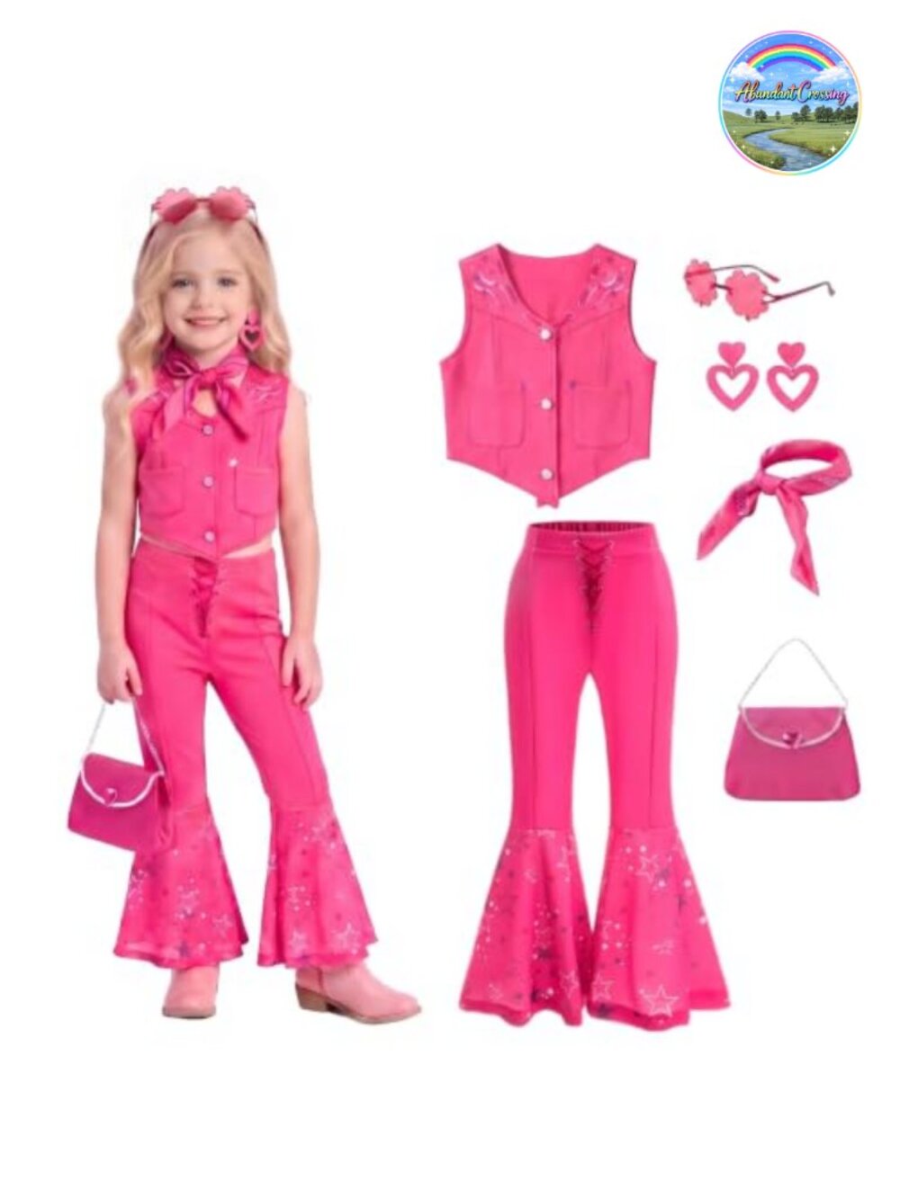 Girls Movie Doll Costume Kids Rose Outfit Cosplay Dress Up Halloween